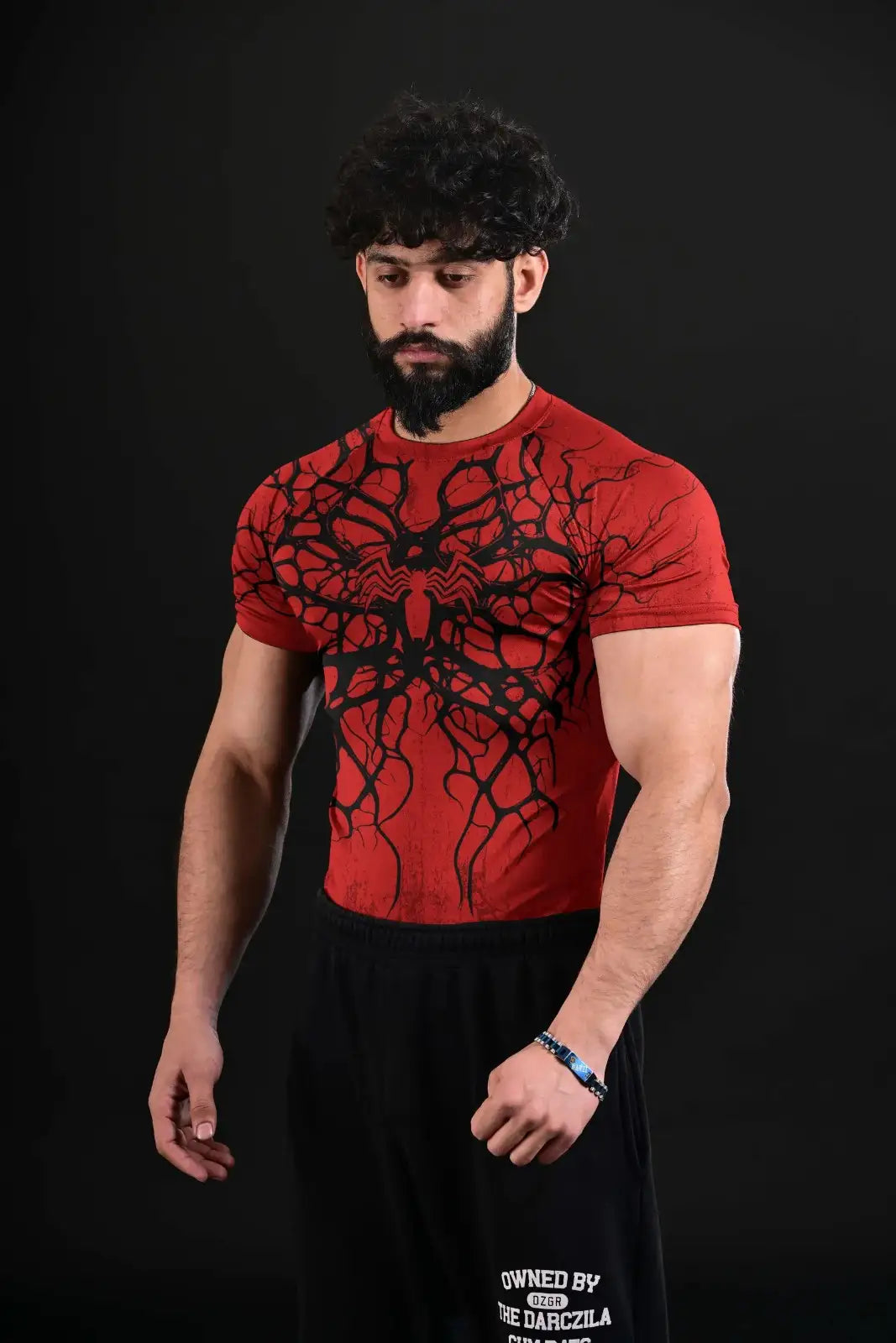 red athletic compression shirt breathable gym performance wear