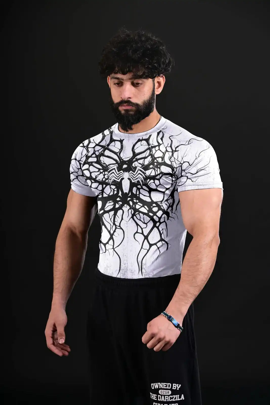 white athletic compression shirt breathable gym wear