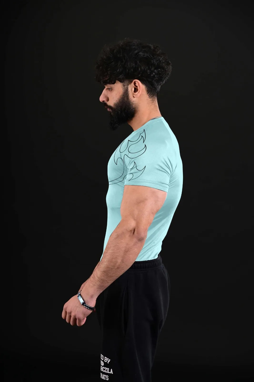 baby blue performance gym shirt for strength training