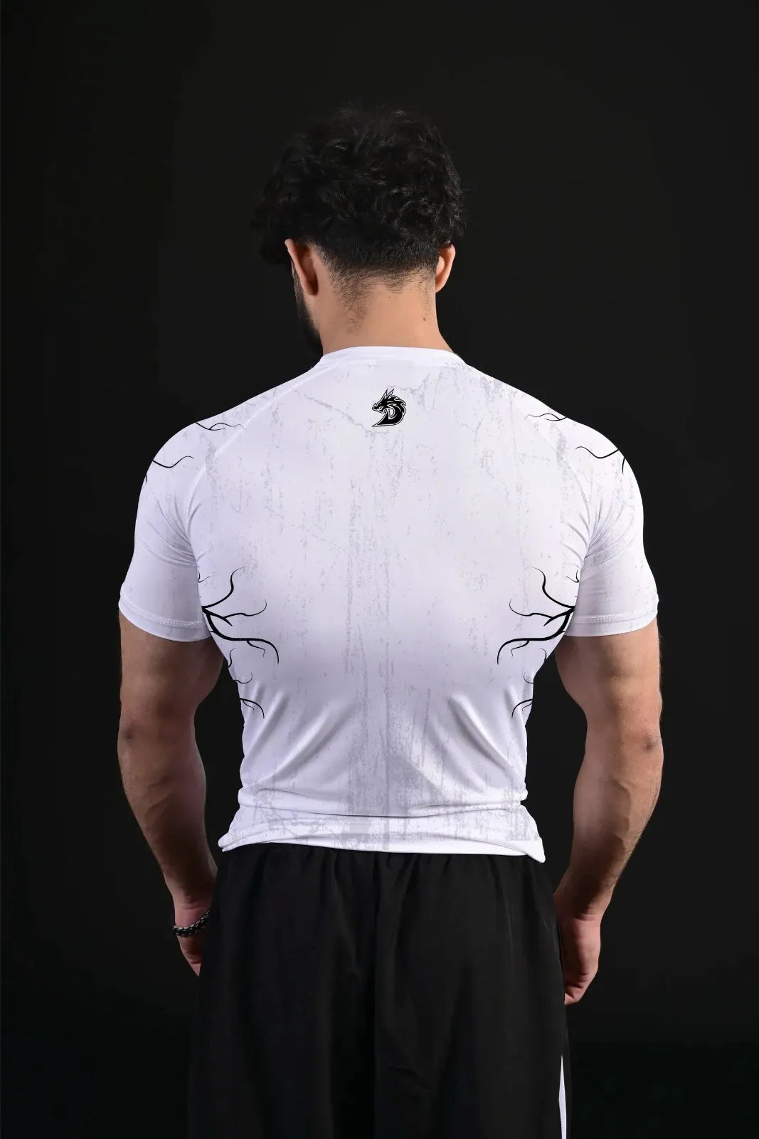 white spider gym shirt compression fit for workouts