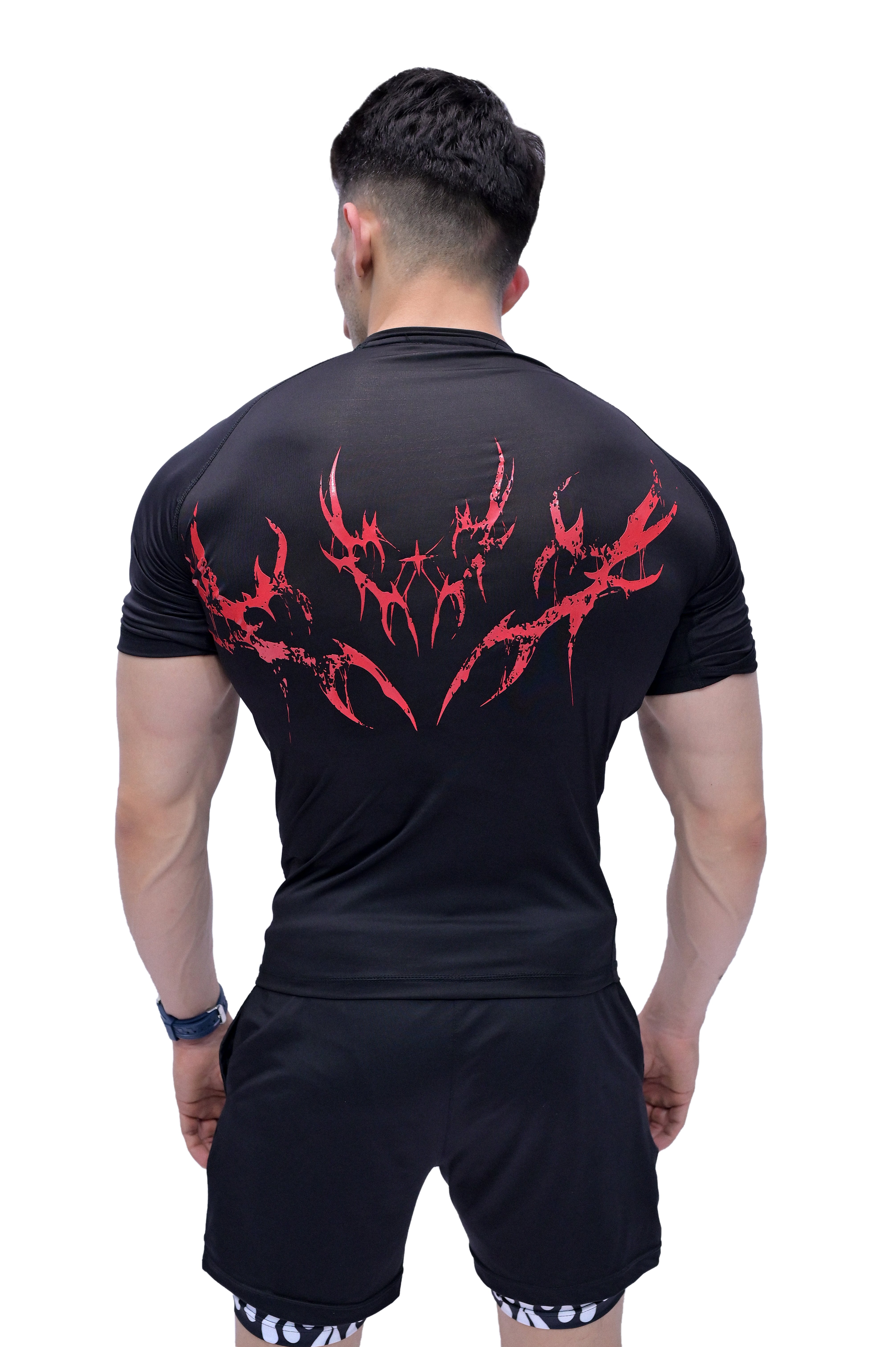 High-performance black compression t-shirt by Darczila ideal for sports and running.