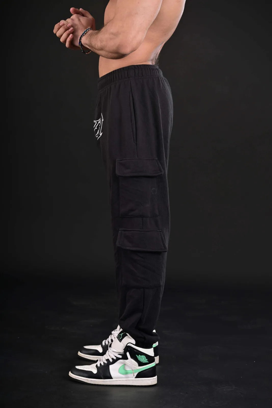 Men's Stealth Black Athletic Fit Trousers for Gym