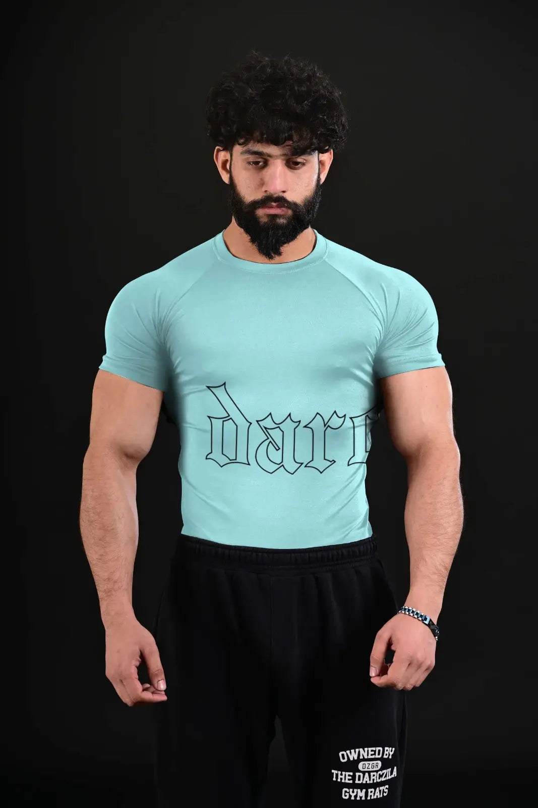 baby blue compression gym shirt for men performance training