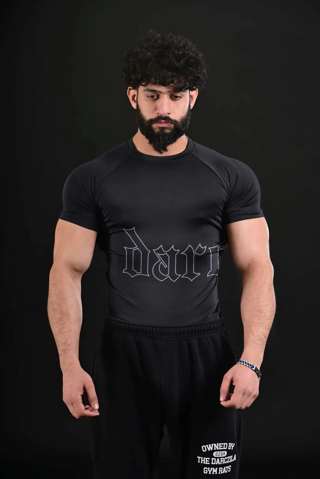 black compression gym shirt for men active training workouts