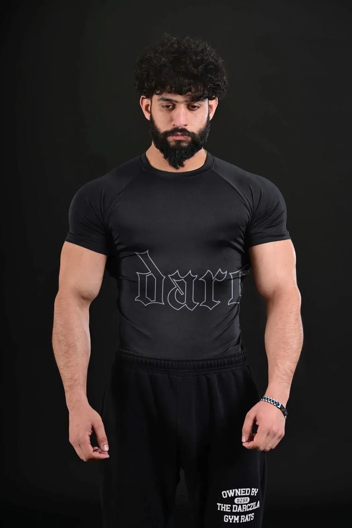 black compression gym shirt for men active training workouts