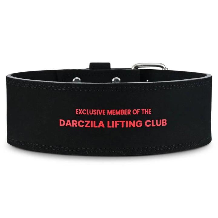 Darczila Stealth Black Signature Powerlifting Belt in 10mm Premium Suede Leather for Professional Support.