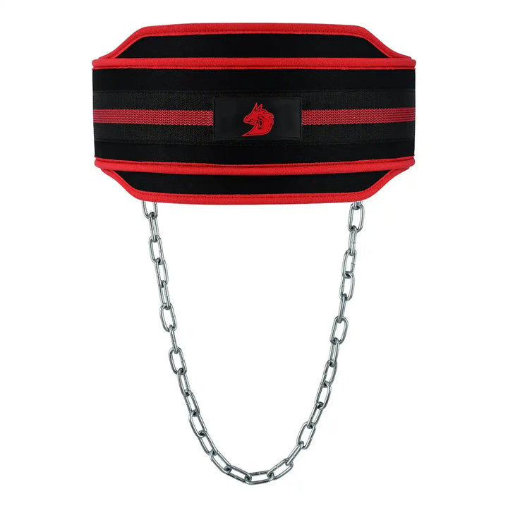 Heavy-duty dip belt with steel chain for weighted gym exercises by Darczila)