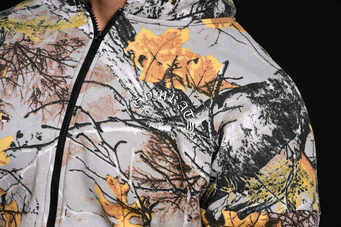 Cozy-fit Drop Shoulder Camo Hoodie crafted for activewear ease, gym wear warmth, and everyday fitness fashion.