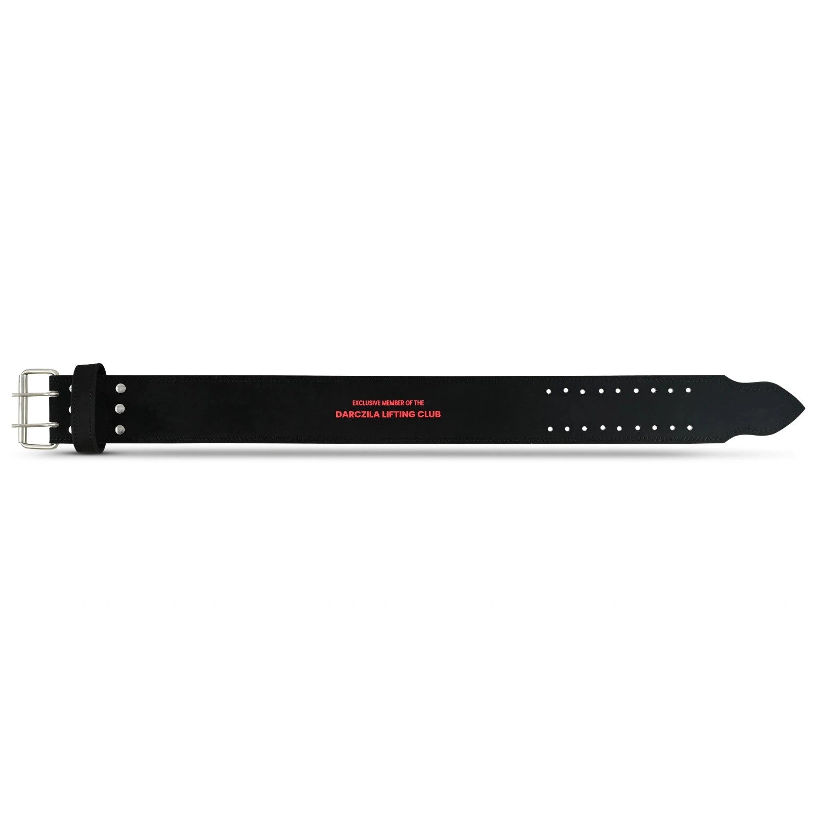 Professional Weightlifting Belt with Heavy-Duty Steel Dual-Prong Buckle for Secure Bracing.