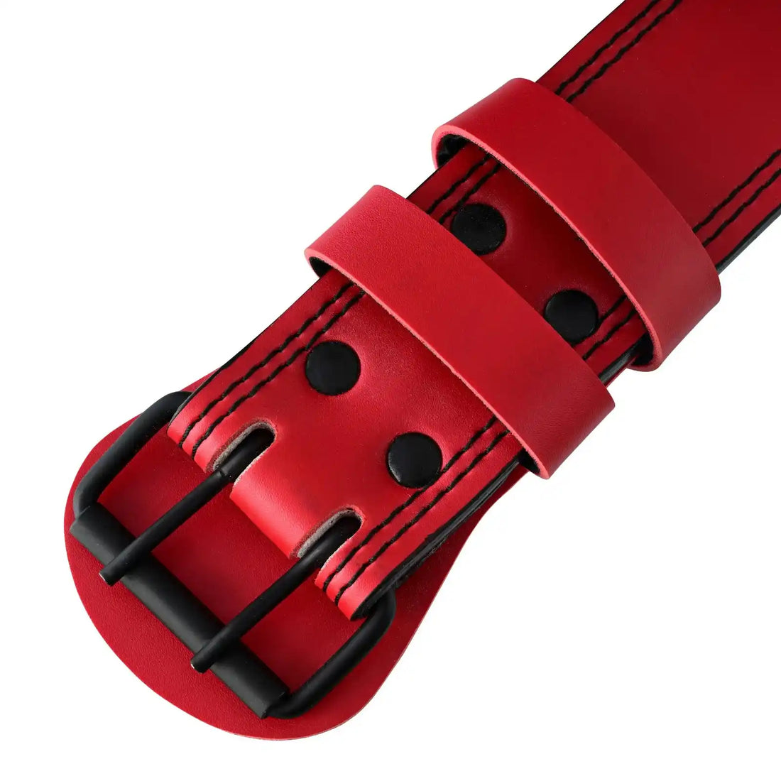 10mm thick durable leather weightlifting belt in vibrant red)