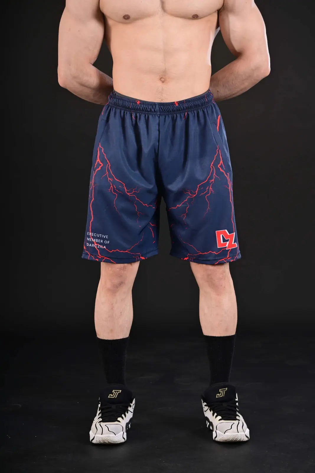 DZ Bolt Red Lightning Gym Shorts Pakistan Front View