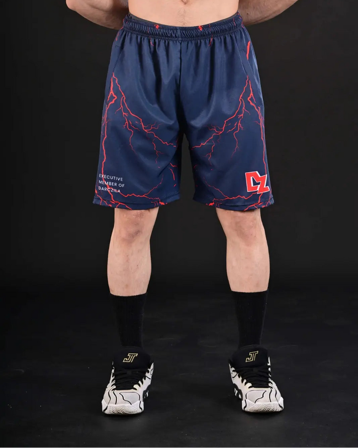DZ Bolt Red Lightning Gym Shorts Pakistan Front View