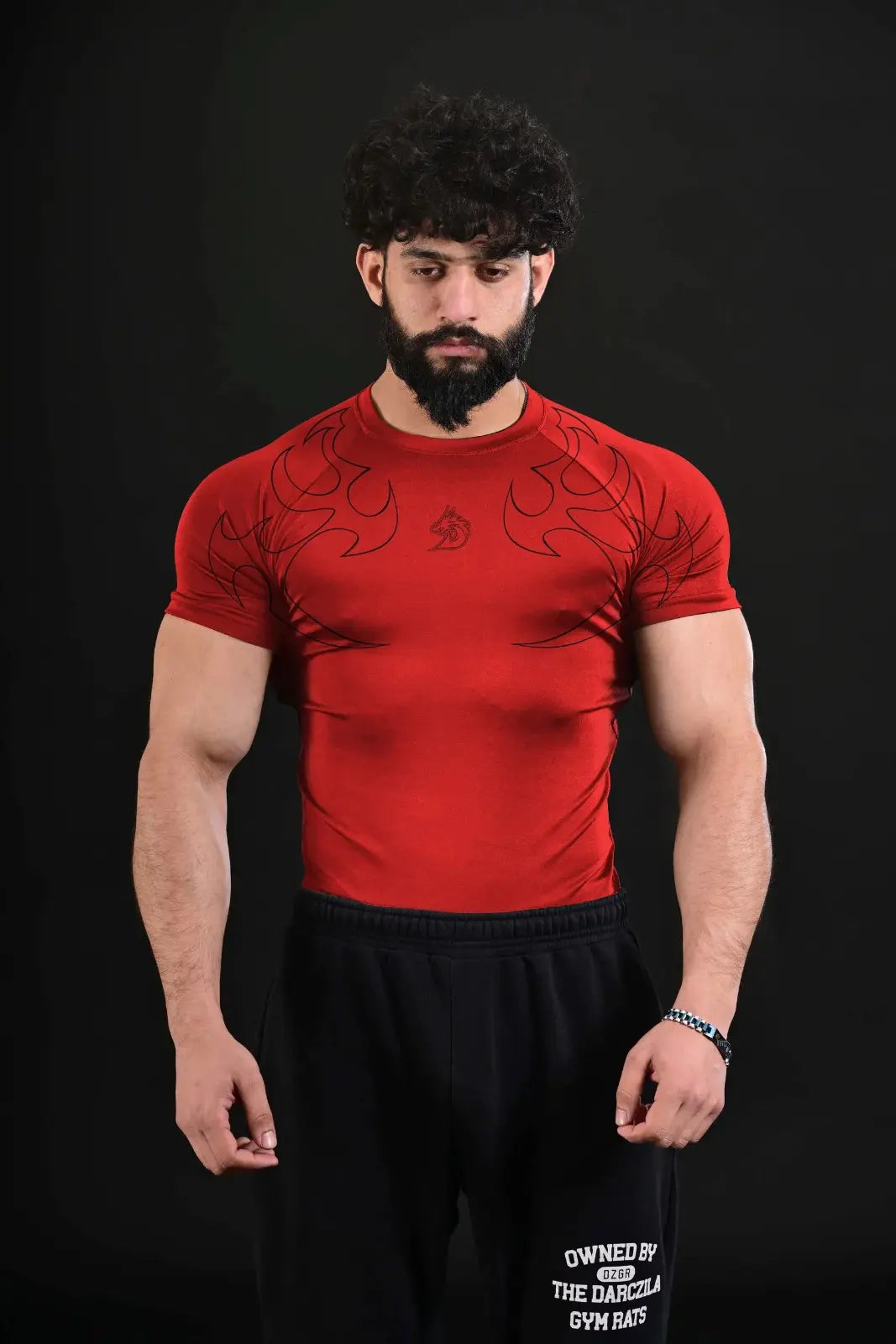 red compression gym shirt for men performance workouts