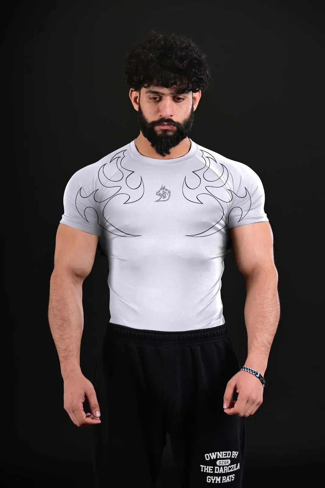 white compression gym shirt for men performance workouts