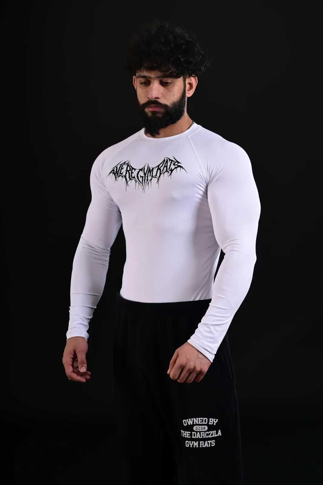 Men's White Graphic Compression Shirts - Darczila