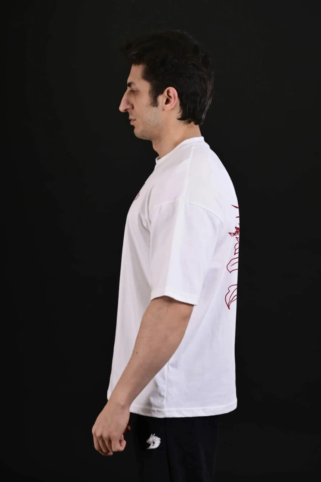 High-Quality White Drop Shoulder Tee from Pakistan Gym Brand