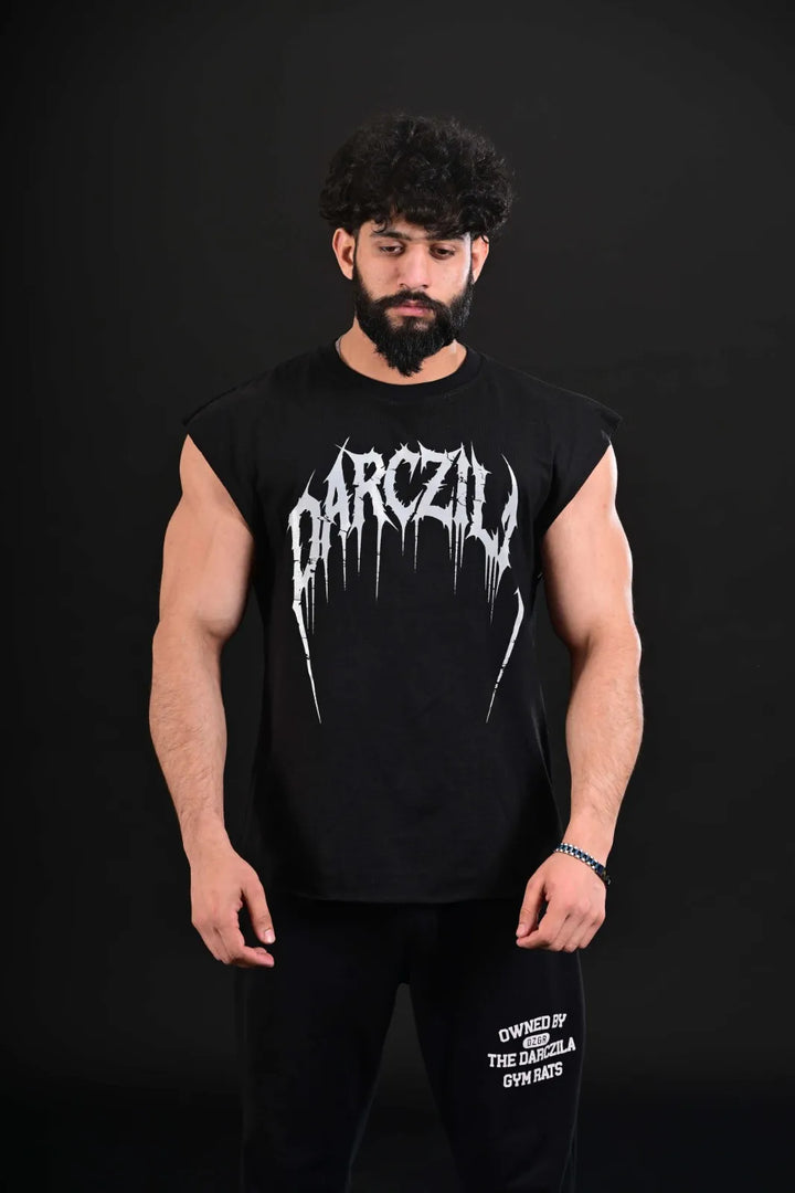Infinite Black Cropped Tank - Black Gym Stringers Pakistan