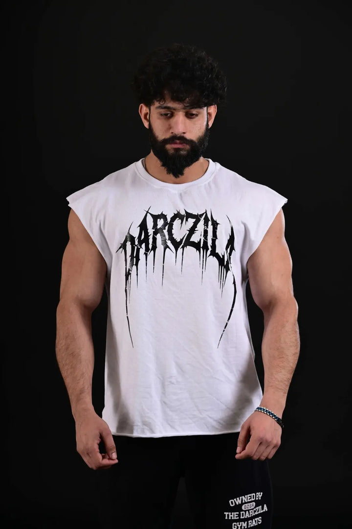 Infinite White Cropped Tank - Muscle Fit Gym Gear Pakistan
