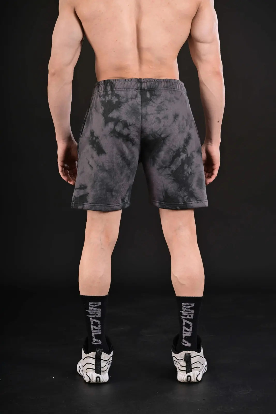 Men's Grey Workout Shorts with Black Signature Print
