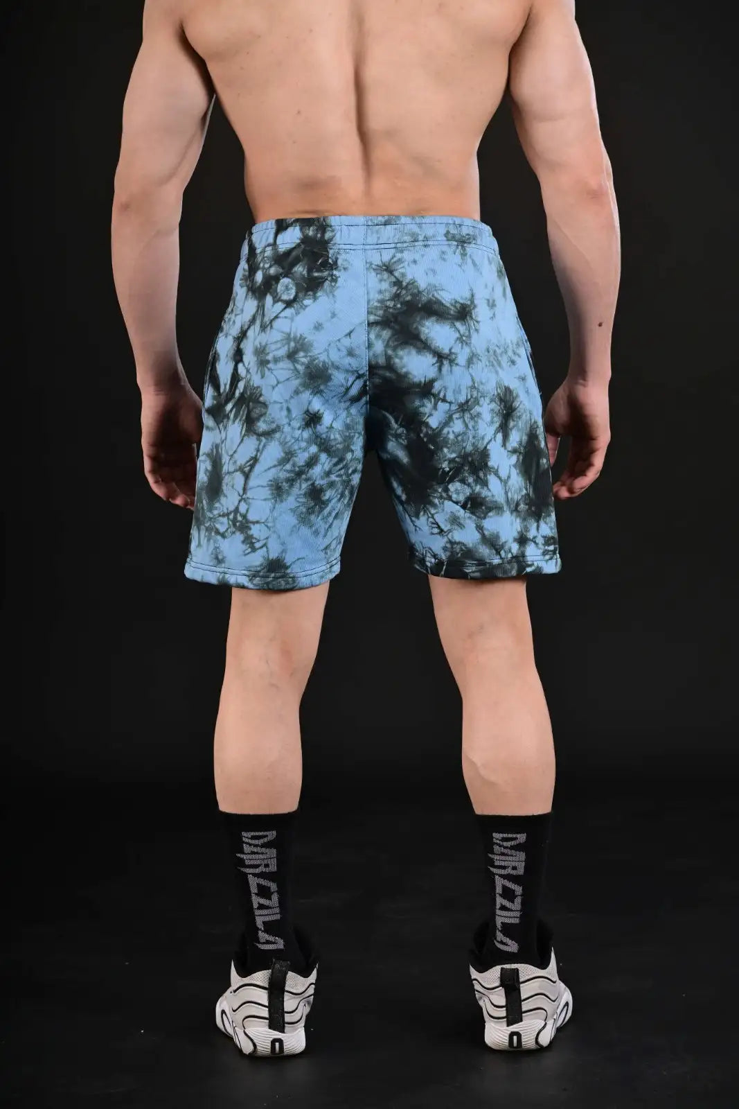 Men's Aesthetic Turquoise Workout Shorts with Black Print