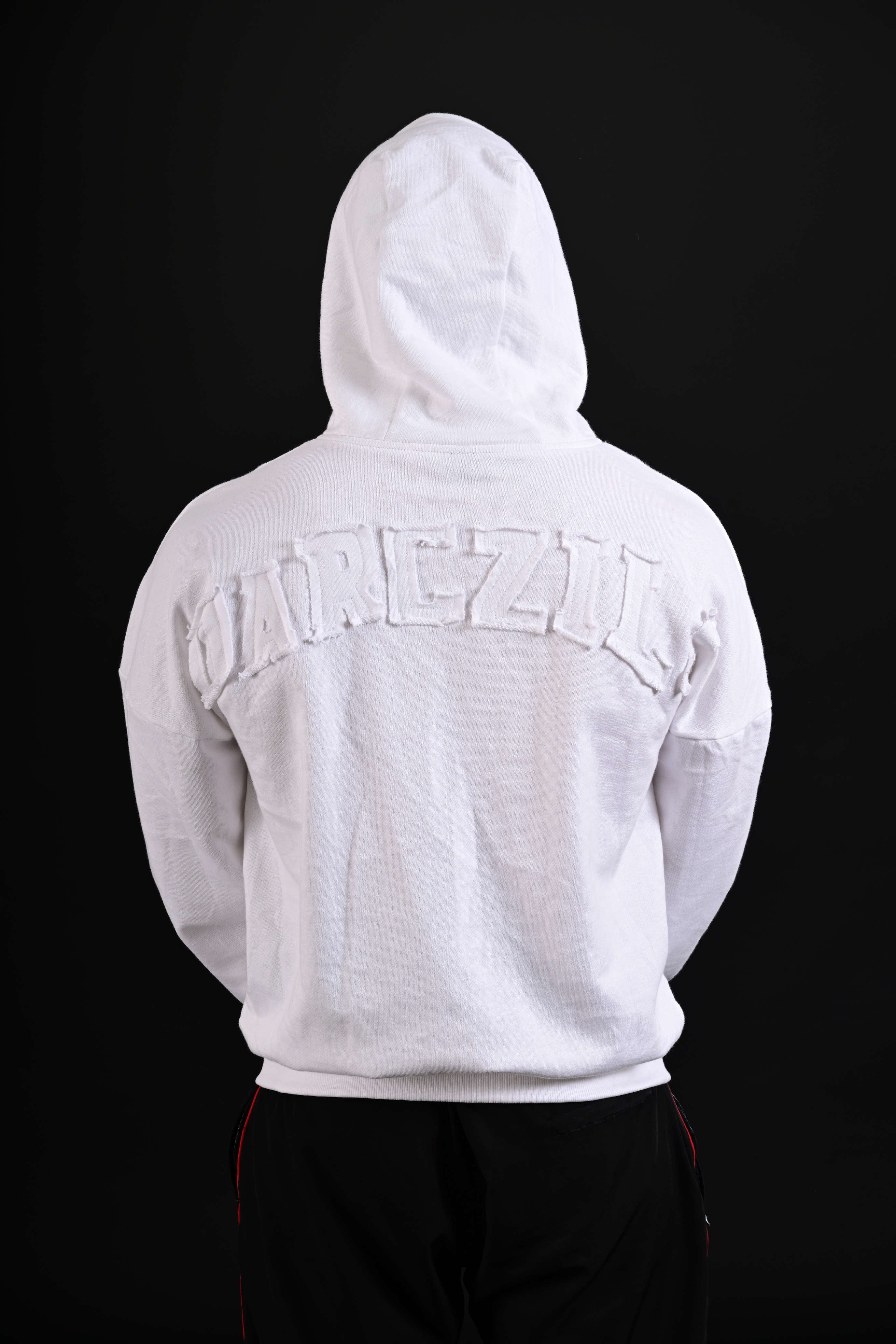Men wearing white drop shoulder hoodie Pakistan
