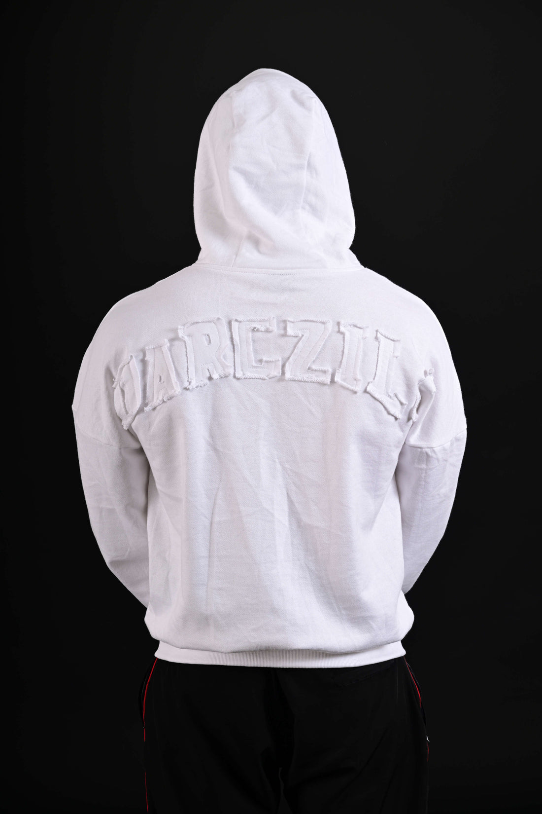 Men wearing white drop shoulder hoodie Pakistan
