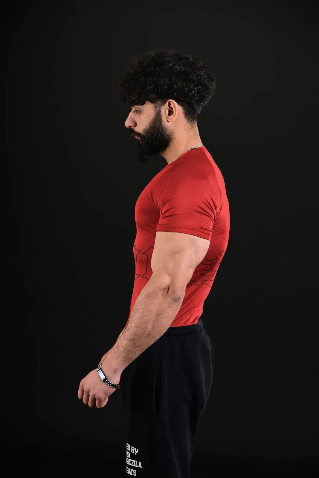 mens red compression tee gym workout apparel