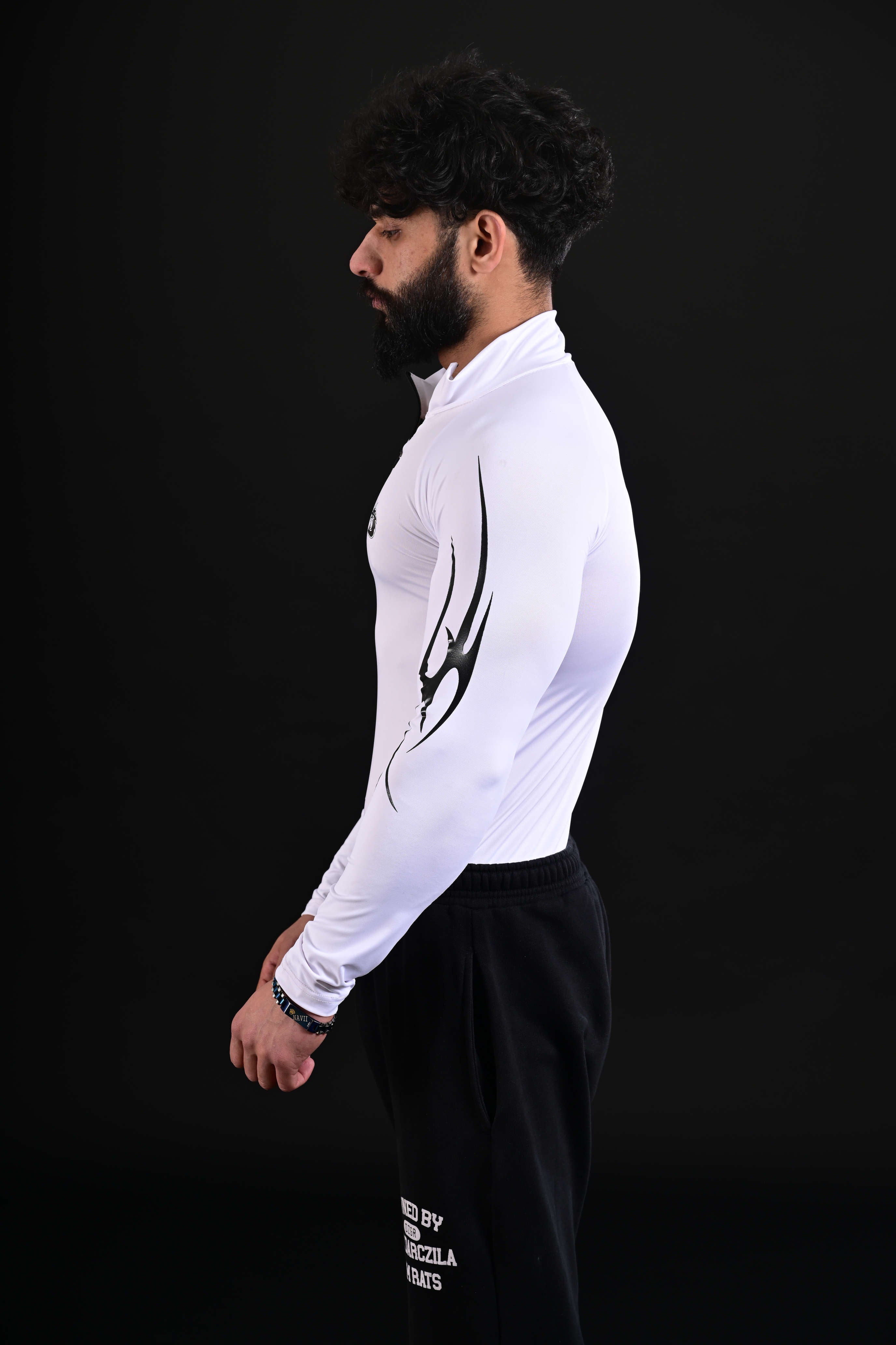 Men wearing iron white compression workout shirt Pakistan
