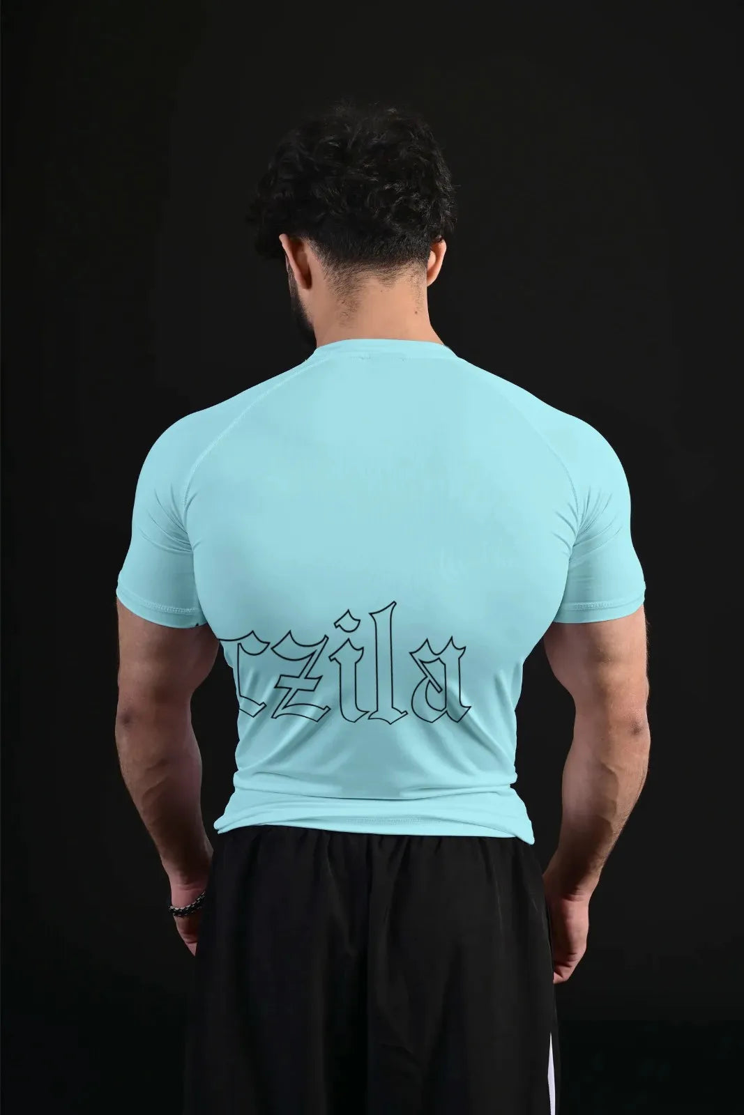 baby blue performance compression tee for active workouts