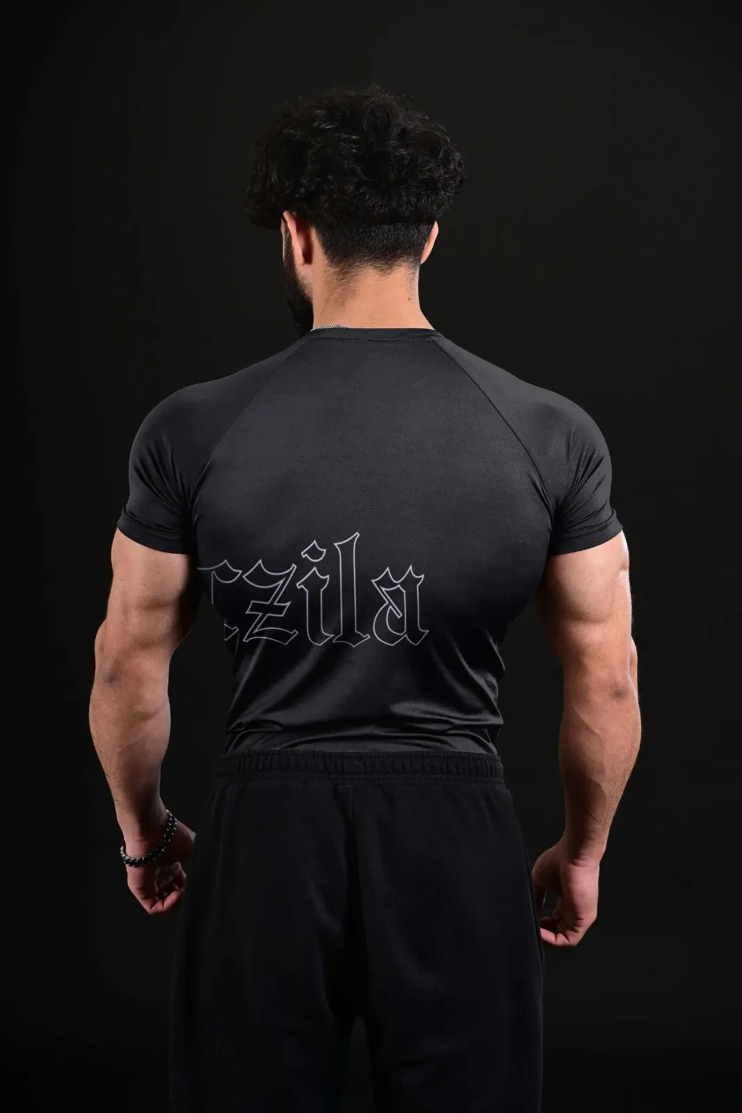 black performance gym shirt for strength training