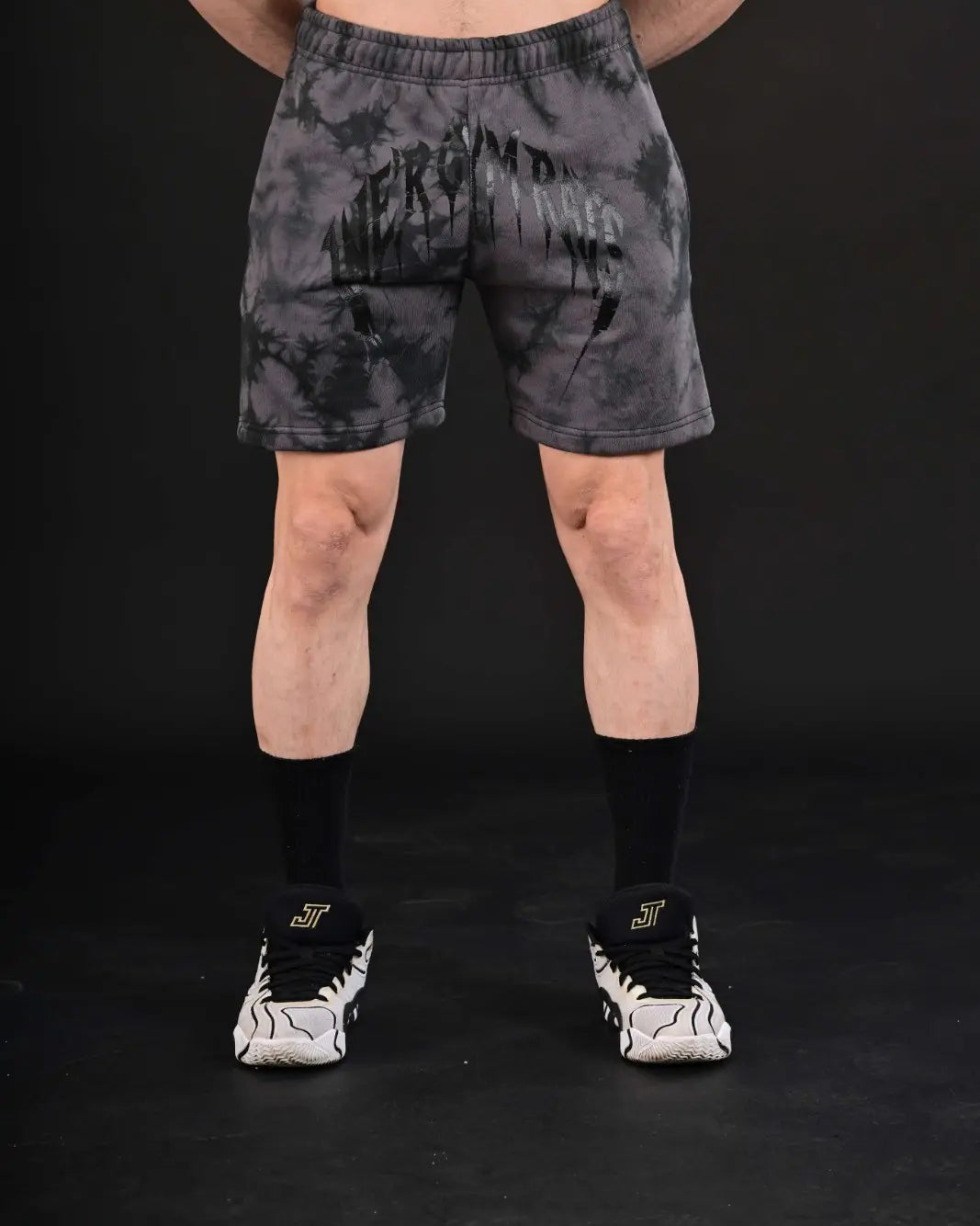 Signature Grey Tie Dye Gym Shorts Pakistan Front View