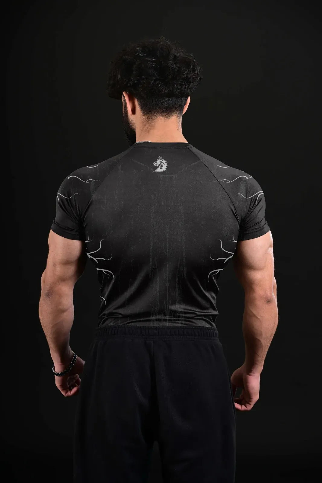 black spider gym shirt compression fit for workouts