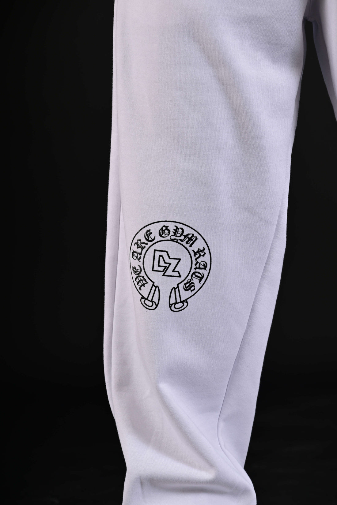 Exclusive white flare bottom fabric close up Pakistan
