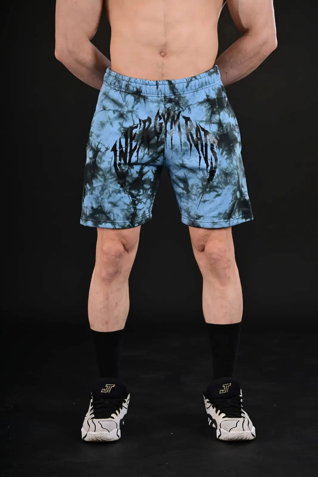 Turquoise Tie-Dye Gym Shorts Pakistan Front View