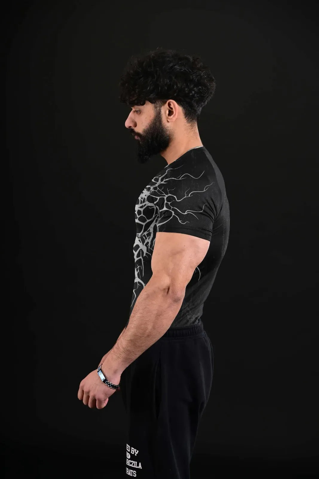 mens black compression tee for active training sessions