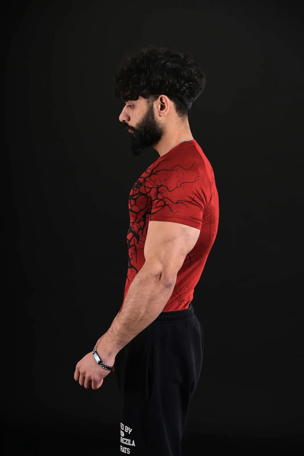 mens red compression tee for active training sessions