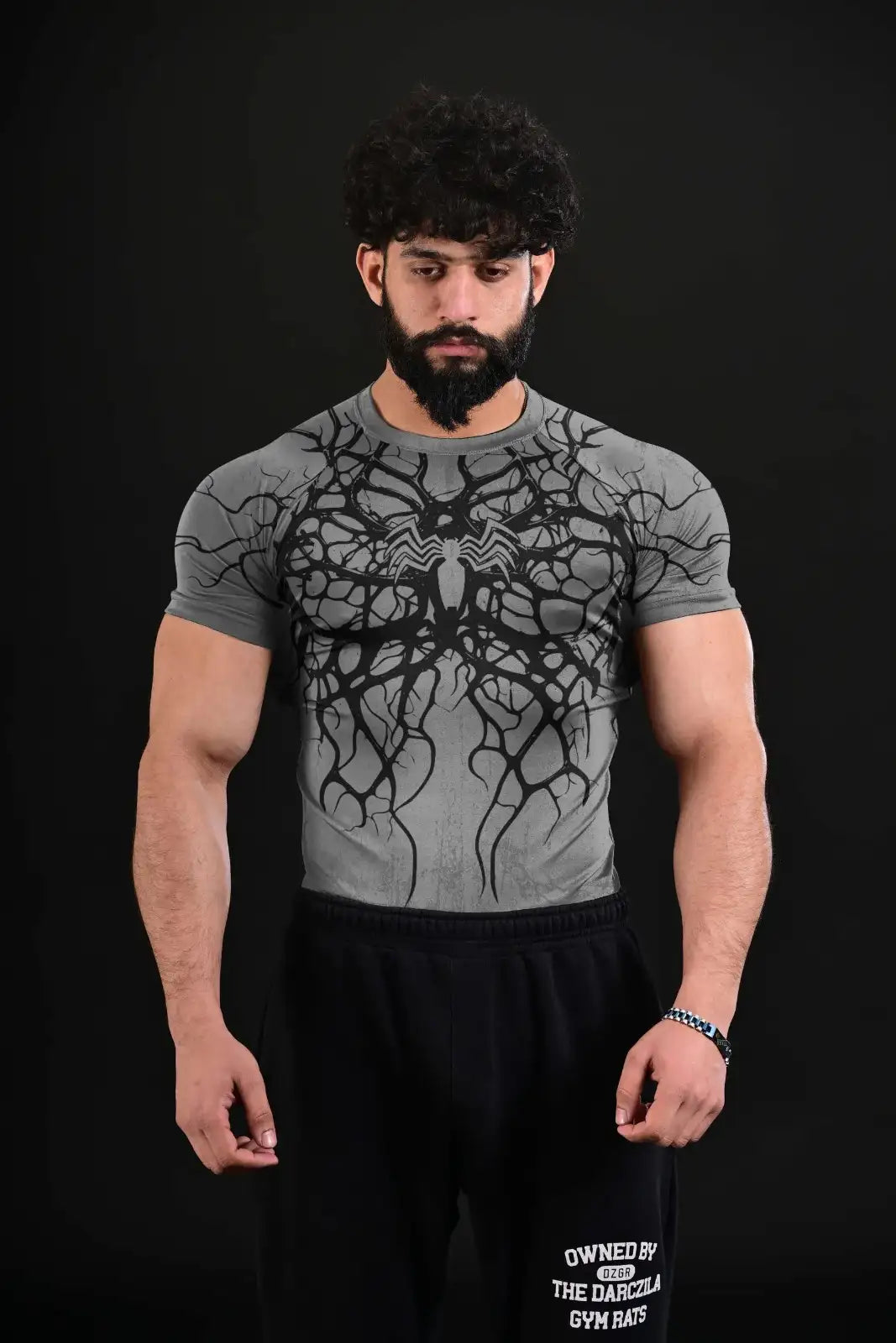 grey venom spider compression gym shirt for men workouts