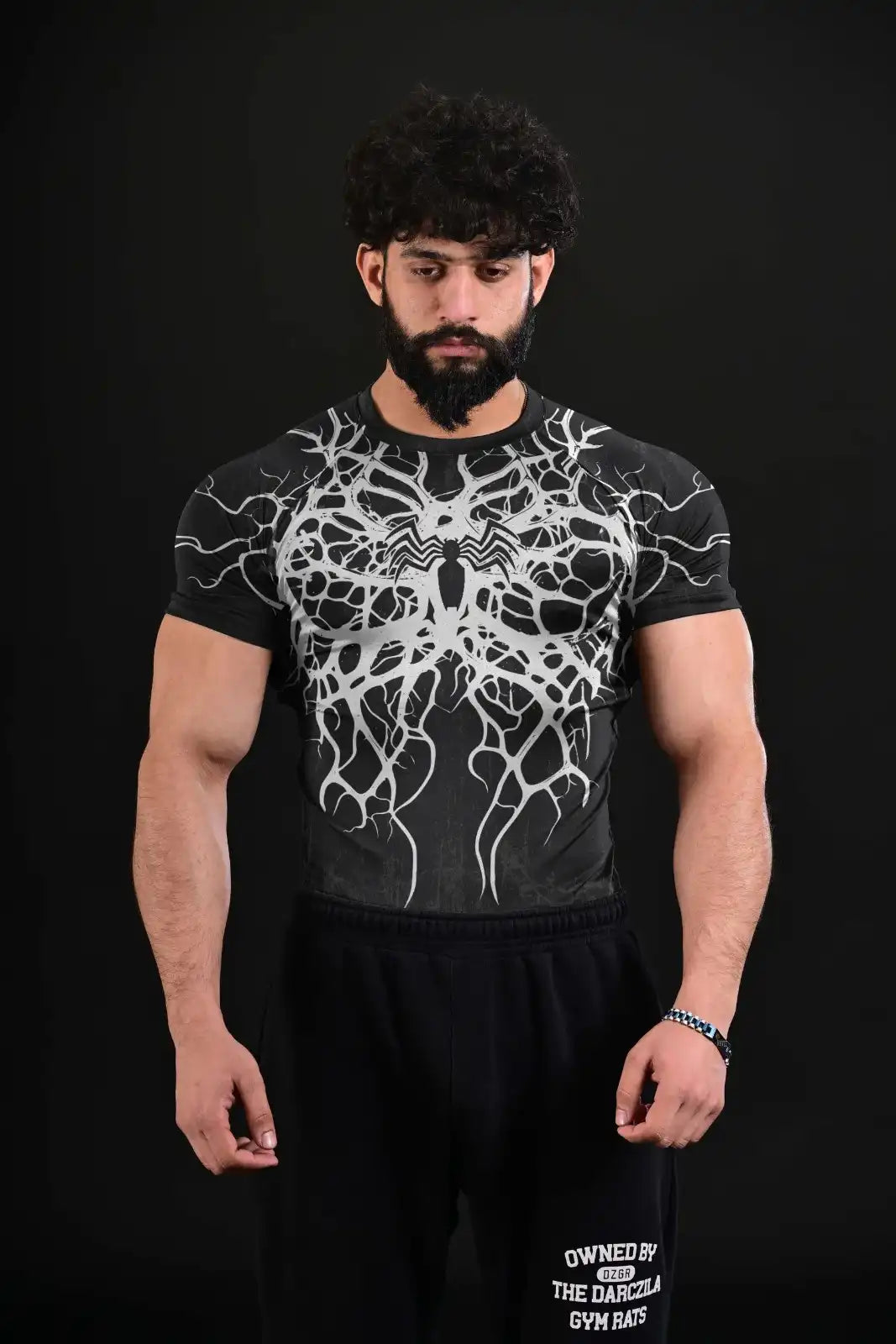 black venom spider compression gym shirt for men workouts