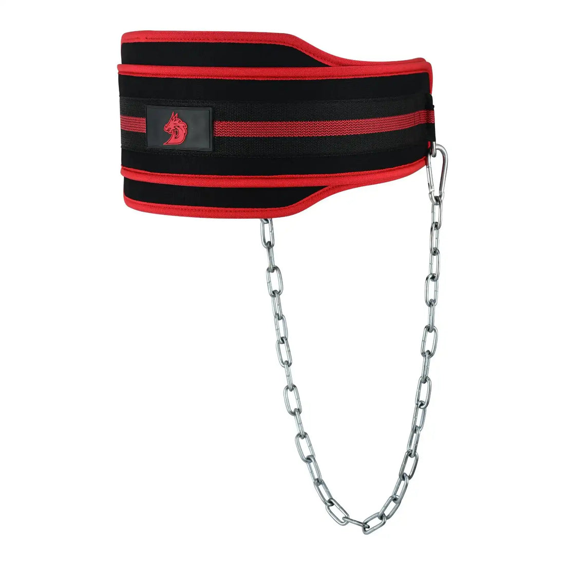 Athlete using Darczila dip belt for weighted pull-ups and dips)