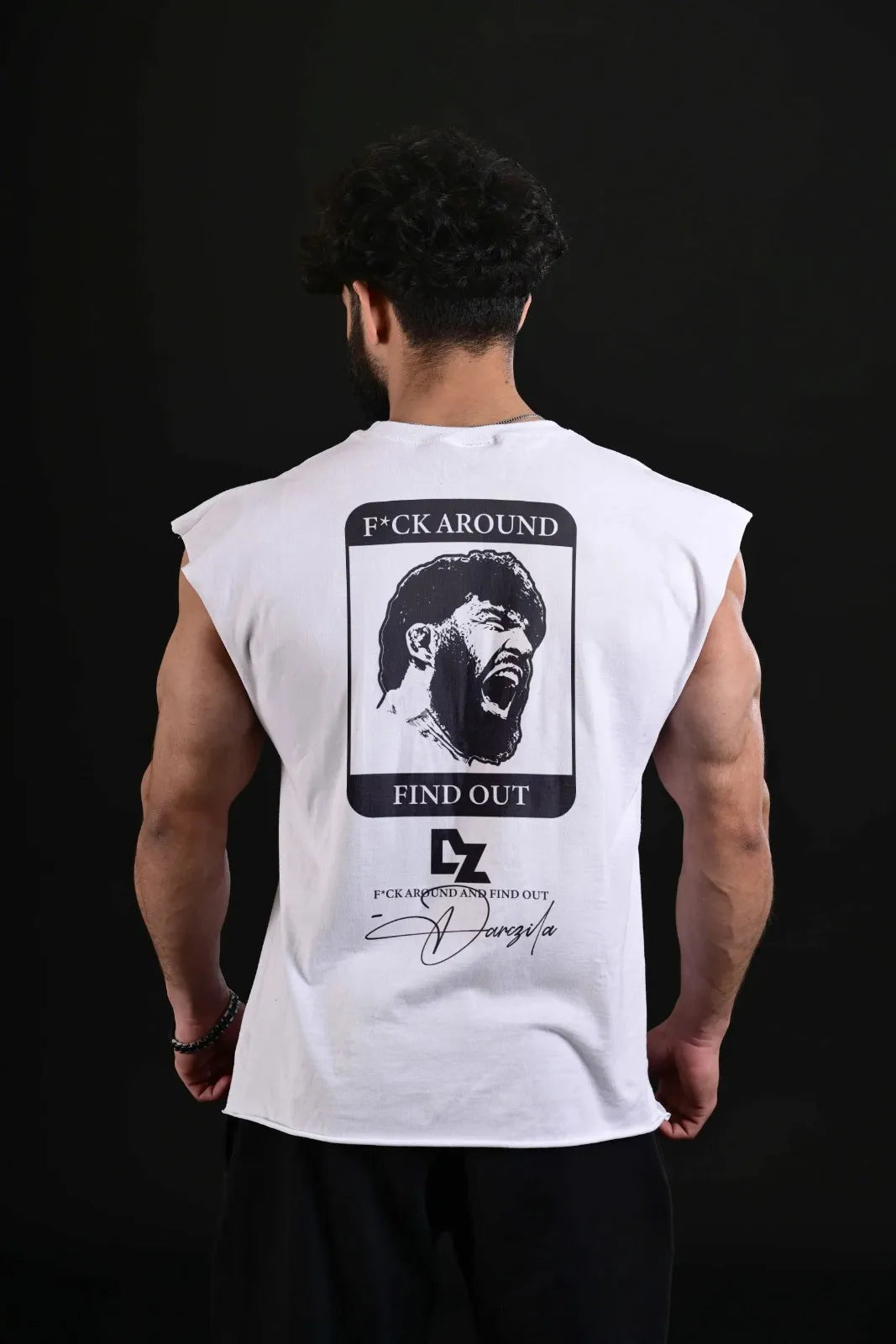 white oversized gym tank for men pump cover wear