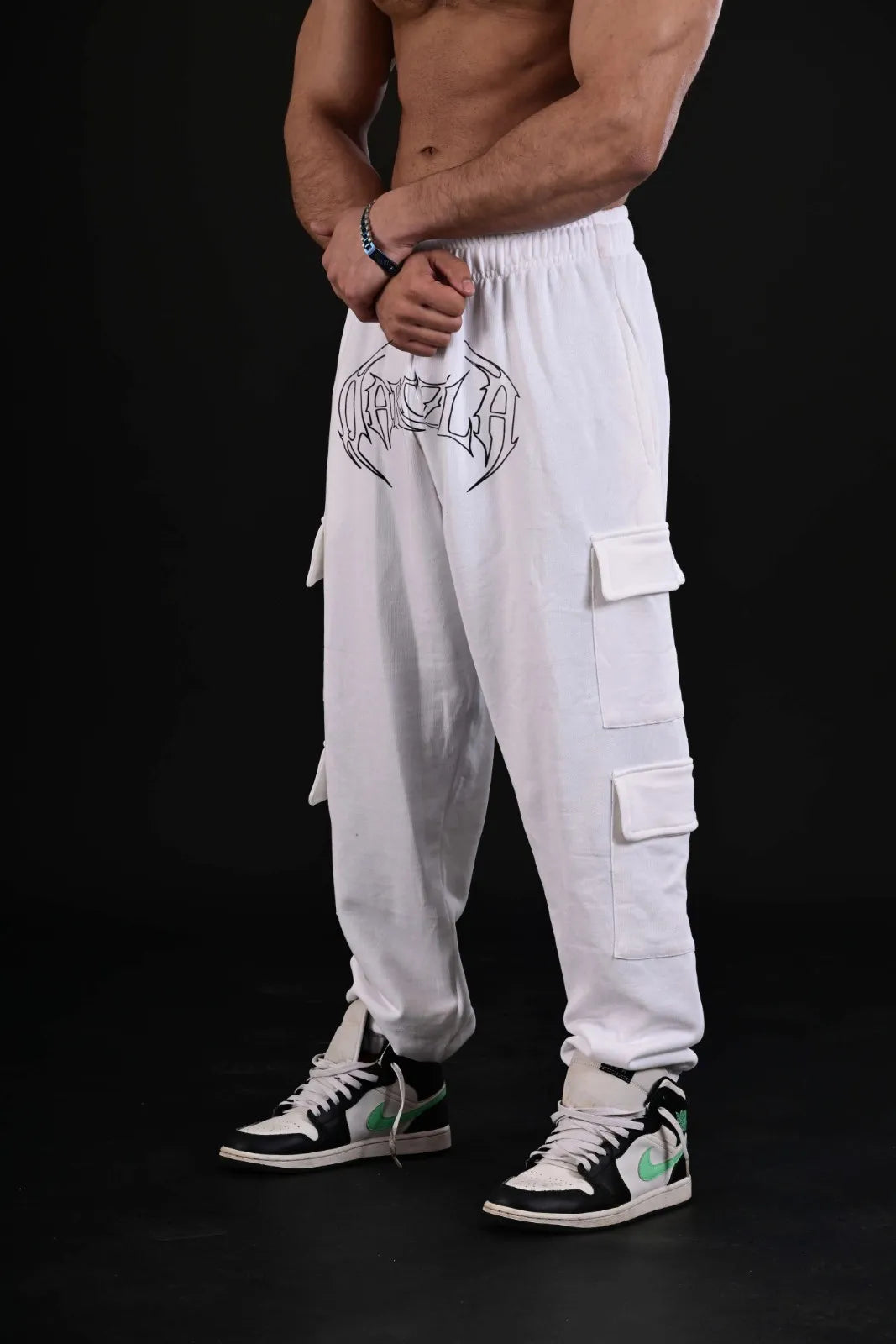White Cargo Trousers - Leading Gym Brand Pakistan