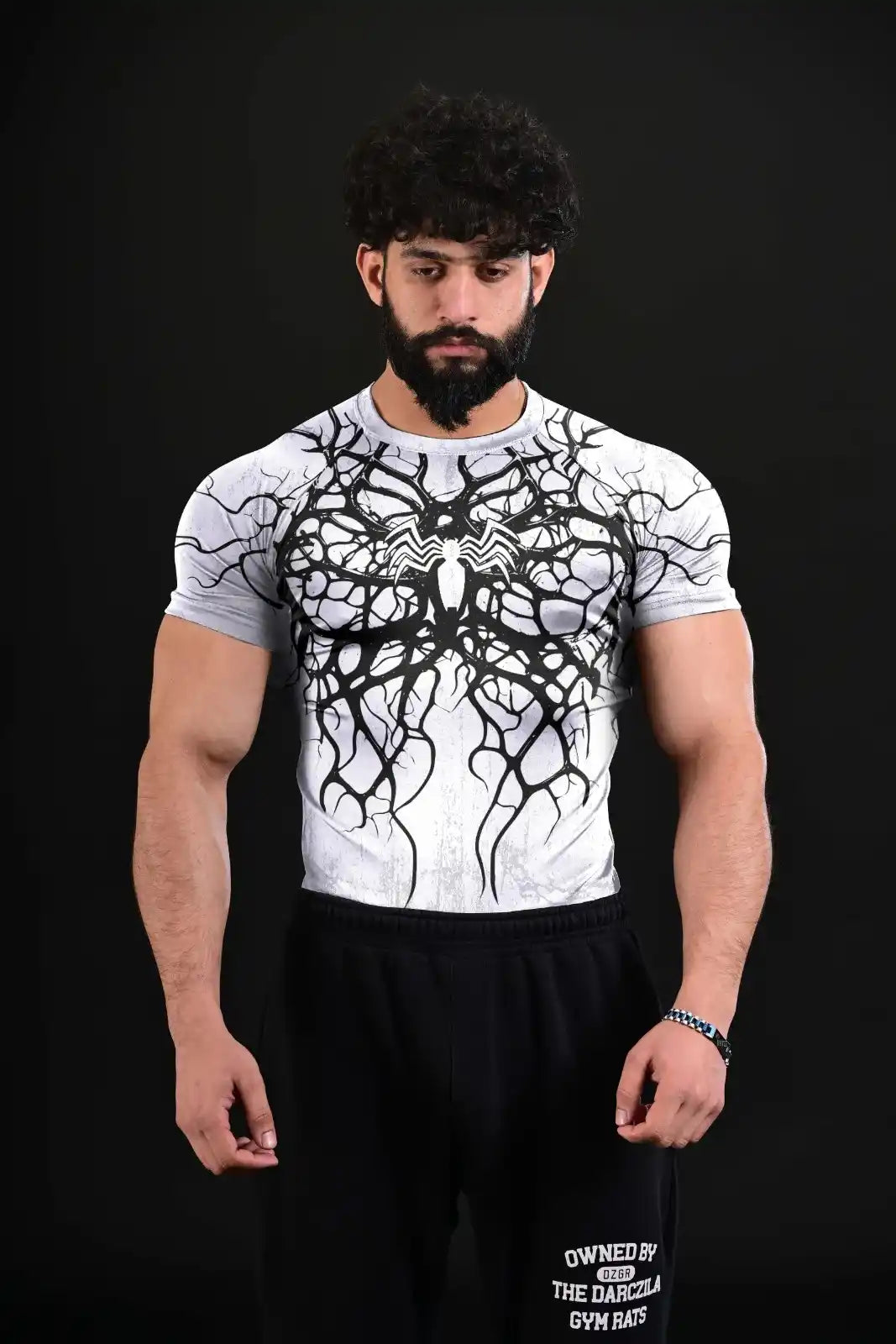 white venom spider compression gym shirt for men workouts